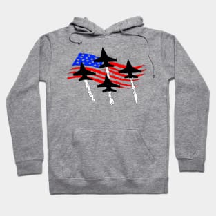 F16 Falcons flying over Flag Hoodie